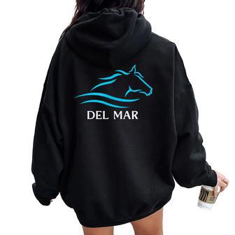 Del Mar Horse Racing California Race Track Thoroughbred Club Women Oversized Hoodie Back Print - Thegiftio UK