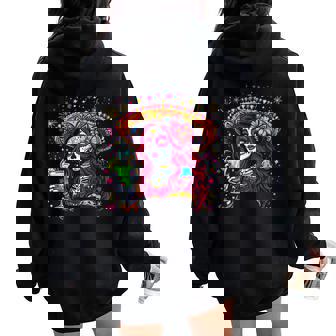 Dia De Los Muertos Mexican Day Of The Dead Sugar Skull Women Women Oversized Hoodie Back Print | Mazezy