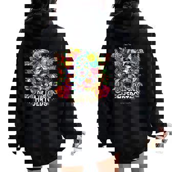 Dia De Los Muertos Woman Rose Flower Day Of The Dead Catrina Women Oversized Hoodie Back Print | Mazezy