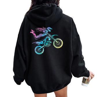 Dirt Bike For Dirtbike Rider Girls Tie Dye Women Oversized Hoodie Back Print - Thegiftio UK