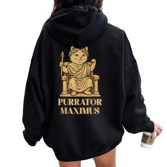 Divertido Emperador Romano Gato Historia Profesor Antiguo Gato Amante Women Oversized Hoodie Back Print - Regaloses