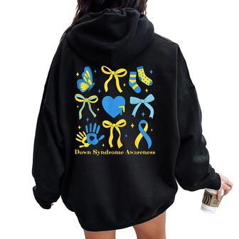 Down Syndrome Awareness Flower Blue And Yellow Coquette Women Oversized Hoodie Back Print - Thegiftio UK