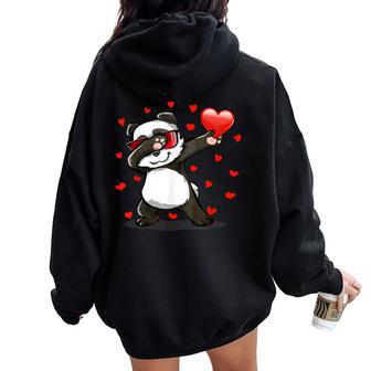 Drôle Dabbing Panda A Des Lunettes Deoleil Et Un Coeur Sweat à capuche oversize pour femme avec imprimé dans le dos - Cadeauxyz