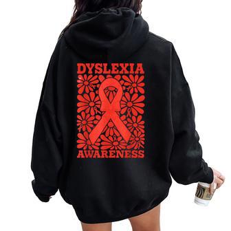 Dyslexia Awareness For Teachers And Students Coquette Floral Women Oversized Hoodie Back Print - Thegiftio UK