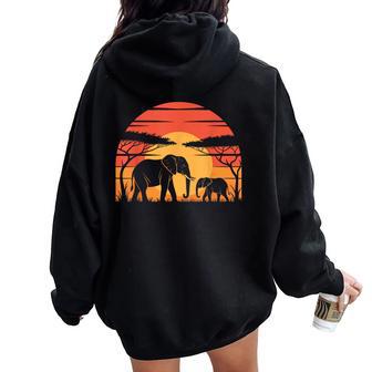 Elefante Estilo Retro Elefanteintage Hombres Es Niños Women Oversized Hoodie Back Print - Regaloses