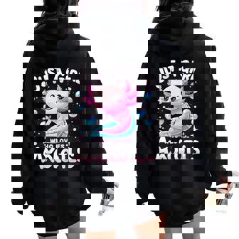 Enfant Axolotl Kawaii Est Juste Une Fille Qui Aime Axolotl Sweat à capuche oversize pour femme avec imprimé dans le dos - Cadeauxyz
