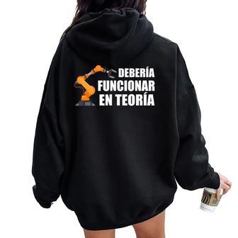 Estudiantes Automatización Engineering Ingeniero Re Robots Women Oversized Hoodie Back Print - Regaloses