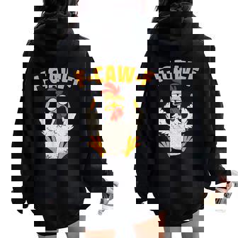 F Caw F Rooster Bird Fcawf Chicken Whisperer Fawk Off Women Oversized Hoodie Back Print | Mazezy