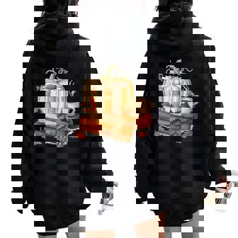 Fall Book Pumpkin Halloween Reading Book Lovers Men Women Oversized Hoodie Back Print | Seseable FR