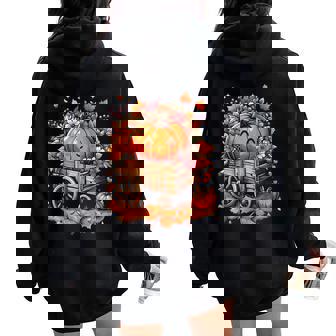 Fall Vintage Pumpkin Autumn Thanksgiving Women Oversized Hoodie Back Print | Mazezy