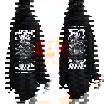 Feast Mode Turkey Vintage Fall Football Thanksgiving Boy Women Oversized Hoodie Back Print | Seseable CA