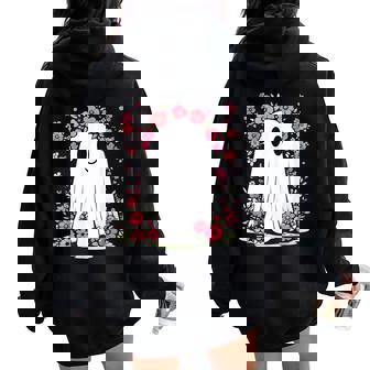 Floral Ghost Halloween Girls Cute Spooky Halloween Ghost Women Oversized Hoodie Back Print | Seseable FR