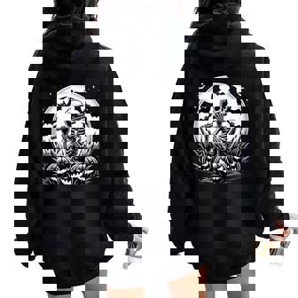 Flute Skeleton Flutist Halloween Kids Women Oversized Hoodie Back Print | Mazezy