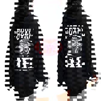 Football Girl Football Bow Women Oversized Hoodie Back Print - Thegiftio