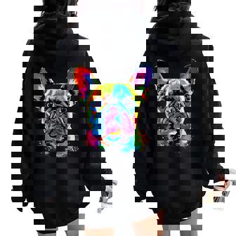 French Bulldog Dog Colorful Pop Art Rainbow Colors Bulldogs For Men Women Kids Women Oversized Hoodie Back Print | Mazezy