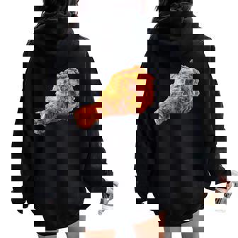 Fried Chicken Drumstick Food Halloween Costume Graphic Women Oversized Hoodie Back Print | Mazezy