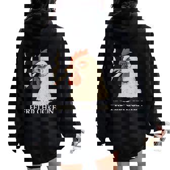 Fried Chicken Smoking Joint Weed Lover Cannabis 420 Women Oversized Hoodie Back Print - Thegiftio