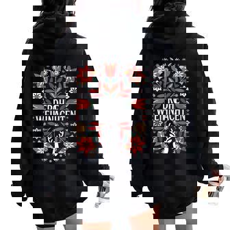 Frohe Weihnachten German Folk Art Christmas Women Oversized Hoodie Back Print | Mazezy