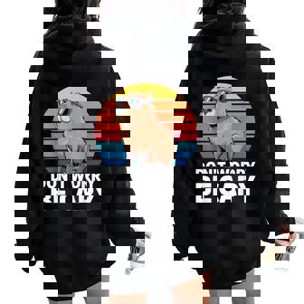 Don't Worry Be Capybara Capybara Hombres Niños Niños Jóvenes Es Women Oversized Hoodie Back Print - Regaloses