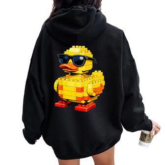 Duck Brick Master Builder Block Building Brick Builder Women Oversized Hoodie Back Print | Seseable UK