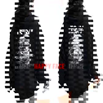 Gorilla This Is My Happy Face Sarcastic Grumpy Humor Women Oversized Hoodie Back Print | Seseable FR