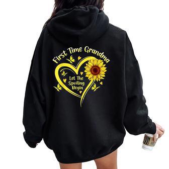 Grandmother First Time Grandma Let The Spoiling Begin Women Oversized Hoodie Back Print - Thegiftio UK