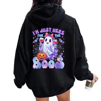 I'm Just Here For The Boos Cute Halloween Ghost Women Women Oversized Hoodie Back Print - Thegiftio UK