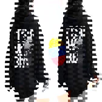 It's In My Dnaenezuela Bandera Huella Dactilar Cuello Women Oversized Hoodie Back Print - Regaloses