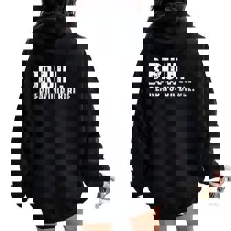 Meme Bruh Read Your Bible Christian Religious Faith Women Oversized Hoodie Back Print | Mazezy