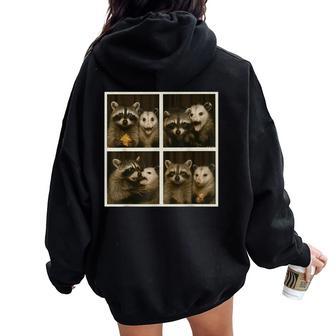 Possum And Raccoon Photobooth Selfie Trash Feral Women Women Oversized Hoodie Back Print - Thegiftio UK