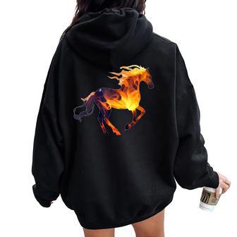 Running Fire Horse For Burning Horse Love Women Oversized Hoodie Back Print - Thegiftio