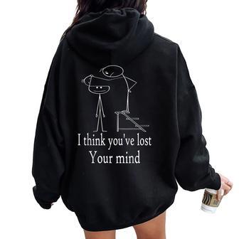 Sarcastic Stick Man s Humor Stickman Women Oversized Hoodie Back Print - Thegiftio UK