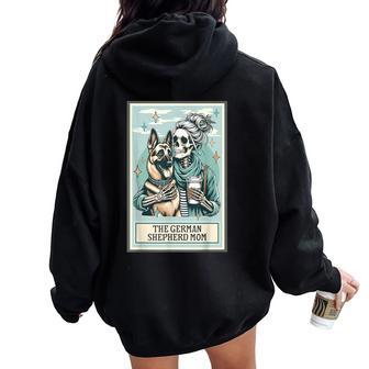 Skeleton German Shepherd Mom Tarot Card Mother's Day Women Oversized Hoodie Back Print - Seseable