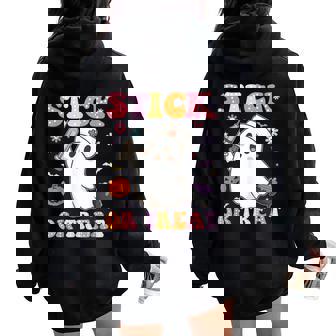 Stick Or Treat Cute Nurse Ghost Halloween Crew Women Women Oversized Hoodie Back Print | Mazezy