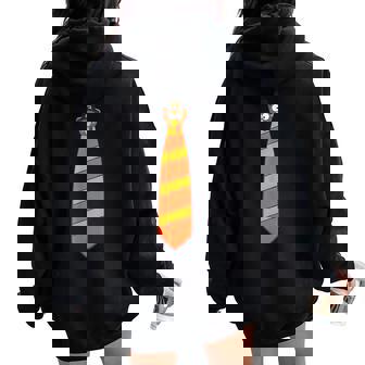 Thanksgiving Tie With Turkey For Family Dinner Women Women Oversized Hoodie Back Print | Mazezy