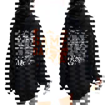 Game Day Vibes Football Coquette Bow Football Girl Women Oversized Hoodie Back Print - Thegiftio