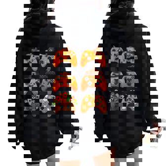 Gamer Turkey Fall Thanksgiving Video Game Gaming N Boys Women Oversized Hoodie Back Print - Thegiftio