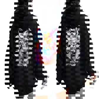 German Shepherd Lovers Pop Art Color German Shepherd Dog Women Oversized Hoodie Back Print | Mazezy