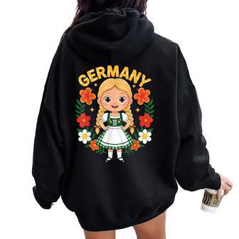 Germany German Girl Traditional Dress Flowers Heritage Women Oversized Hoodie Back Print - Thegiftio UK
