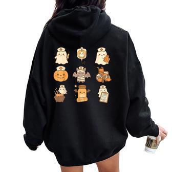 Ghost Healthcare Worker Nurse Halloween Cute Nurse Women Oversized Hoodie Back Print - Thegiftio UK