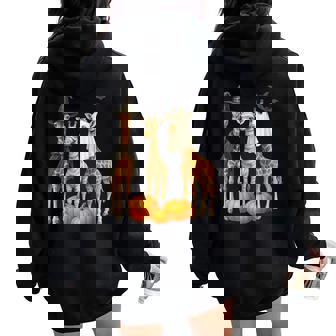 Giraffe Boo Mummy Witch Halloween Costume Giraffe Pumpkin Women Oversized Hoodie Back Print | Mazezy