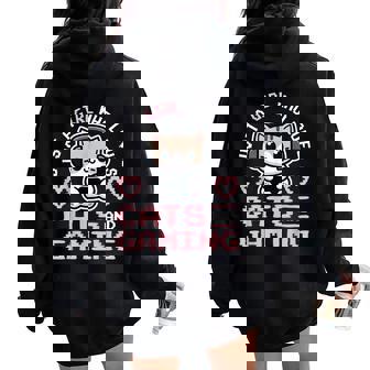 Girl Gaming And Cats Female Gamer Women Oversized Hoodie Back Print | Mazezy