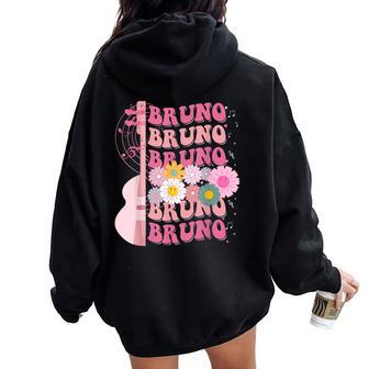 Girl Retro Bruno First Name Personalized Groovy 80'S Women Oversized Hoodie Back Print - Thegiftio UK