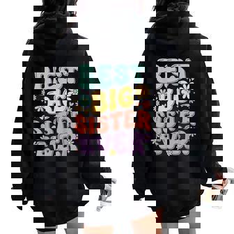 Girls Baby Announcements Cute Big Sister Women Oversized Hoodie Back Print - Thegiftio