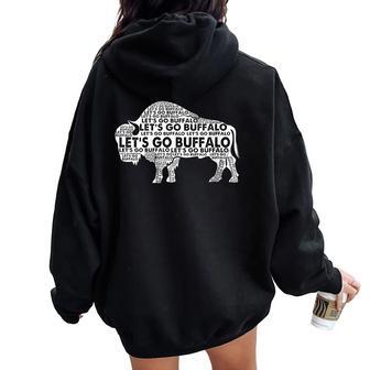 Lets Go Buffalo New York Buffalo Sports Fan Buffalo Women Oversized Hoodie Back Print - Thegiftio UK