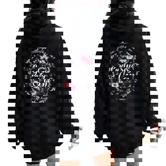 God Says I Am Floral Bible Verse Religious Christian Women Women Oversized Hoodie Back Print - Thegiftio