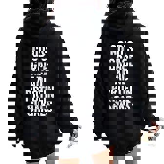 God’S Grace And Protein Shakes Christian Workout Fitness Gym Women Oversized Hoodie Back Print | Mazezy