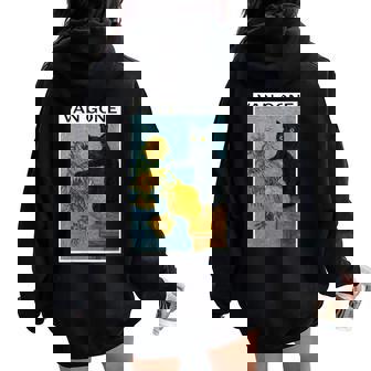 An Gogh Gato Negro Con Girasoles Gato Divertido Cuello Women Oversized Hoodie Back Print - Regaloses