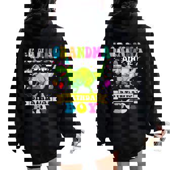 Grandma Of The Birthday Boy Dinosaur Raptor Women Oversized Hoodie Back Print | Mazezy