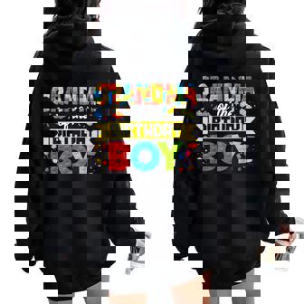 Grandma Of The Birthday Boy Master Builder Building Blocks Women Oversized Hoodie Back Print | Seseable CA